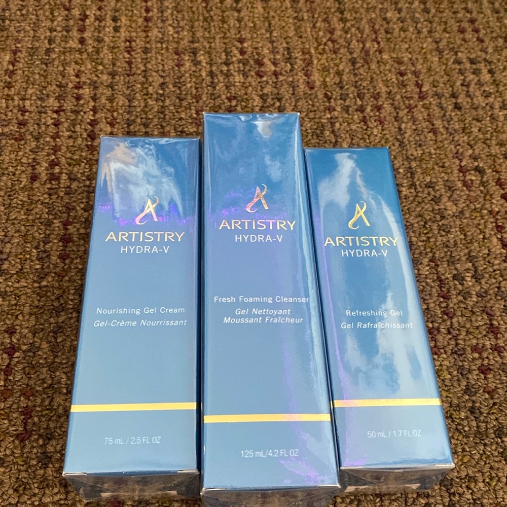 ARTISTRY Hydra-V cleanser, cream, and gel set